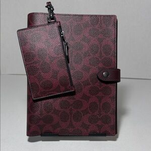 Coach Notebook Signature Zip Lanyard Card Case Set